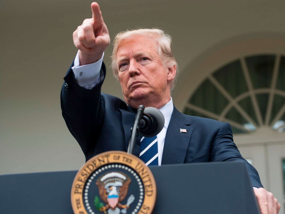 PHOTO: President Donald Trump speaks to the press in the Rose Garden of the White House in Washington, Oct. 16, 2017.