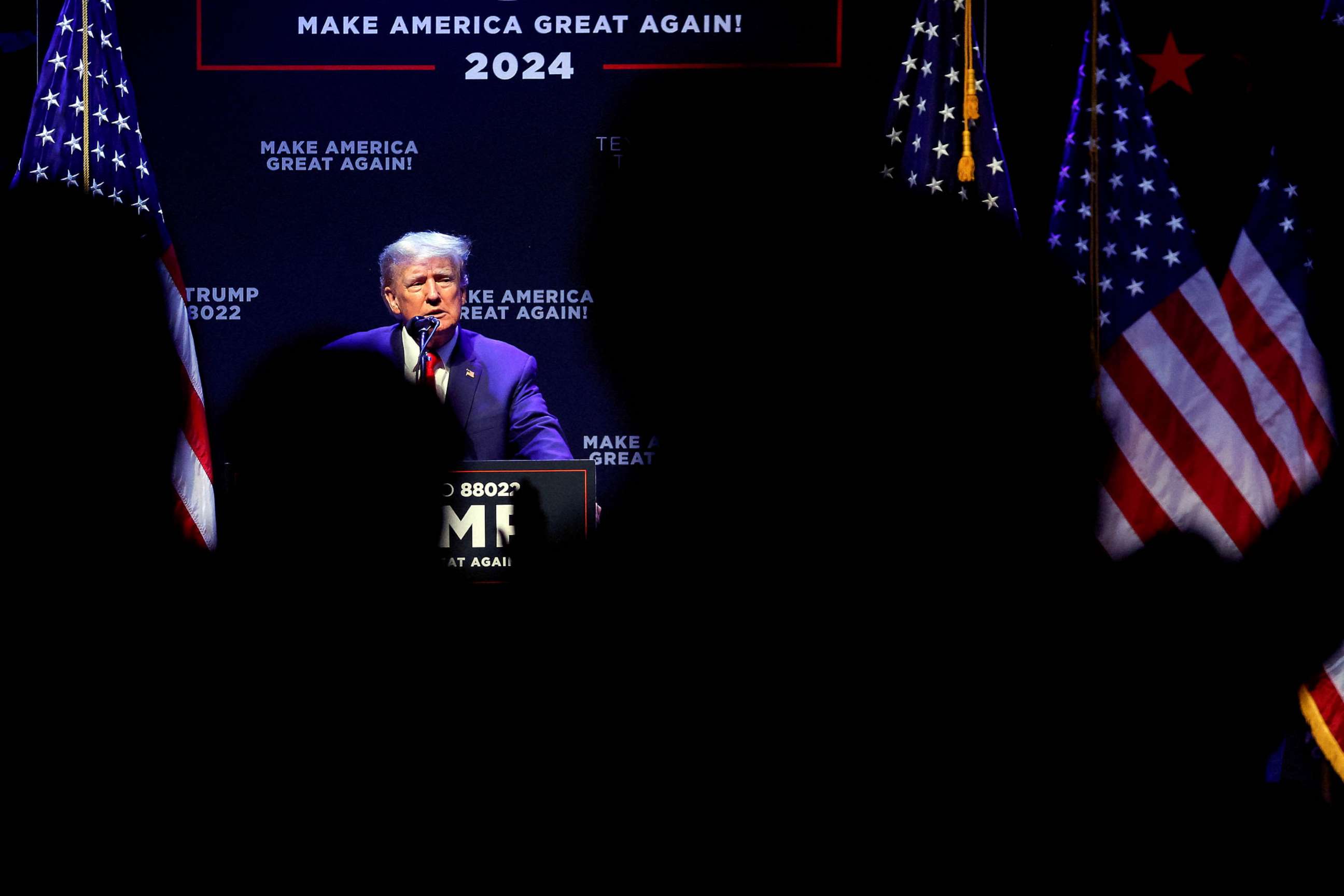 PHOTO: FILE - Former President Donald Trump speaks in Davenport, Iowa, March 13, 2023.