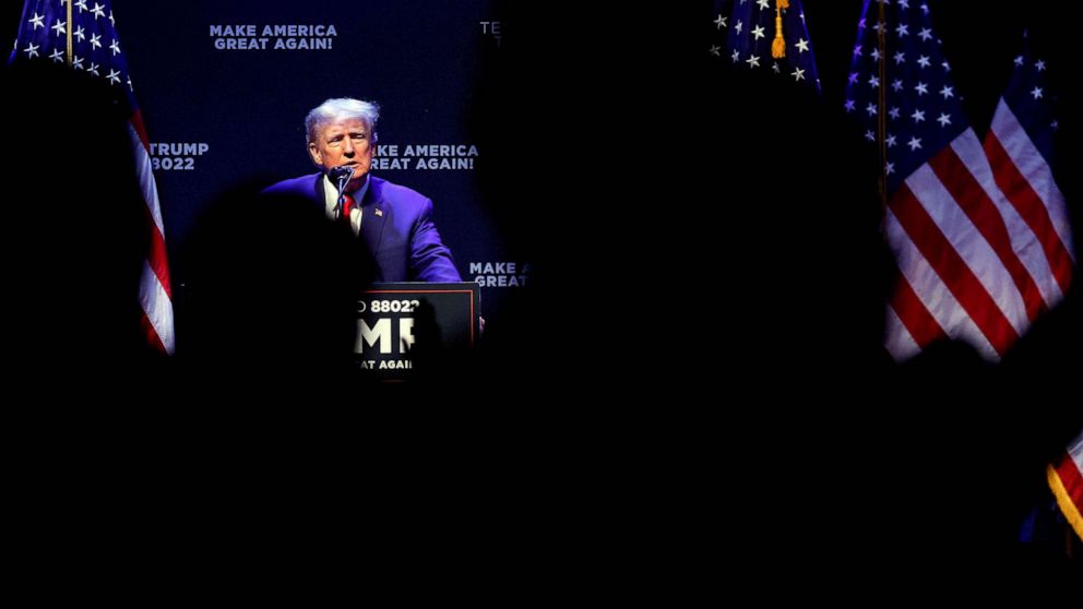 PHOTO: FILE - Former President Donald Trump speaks in Davenport, Iowa, March 13, 2023.