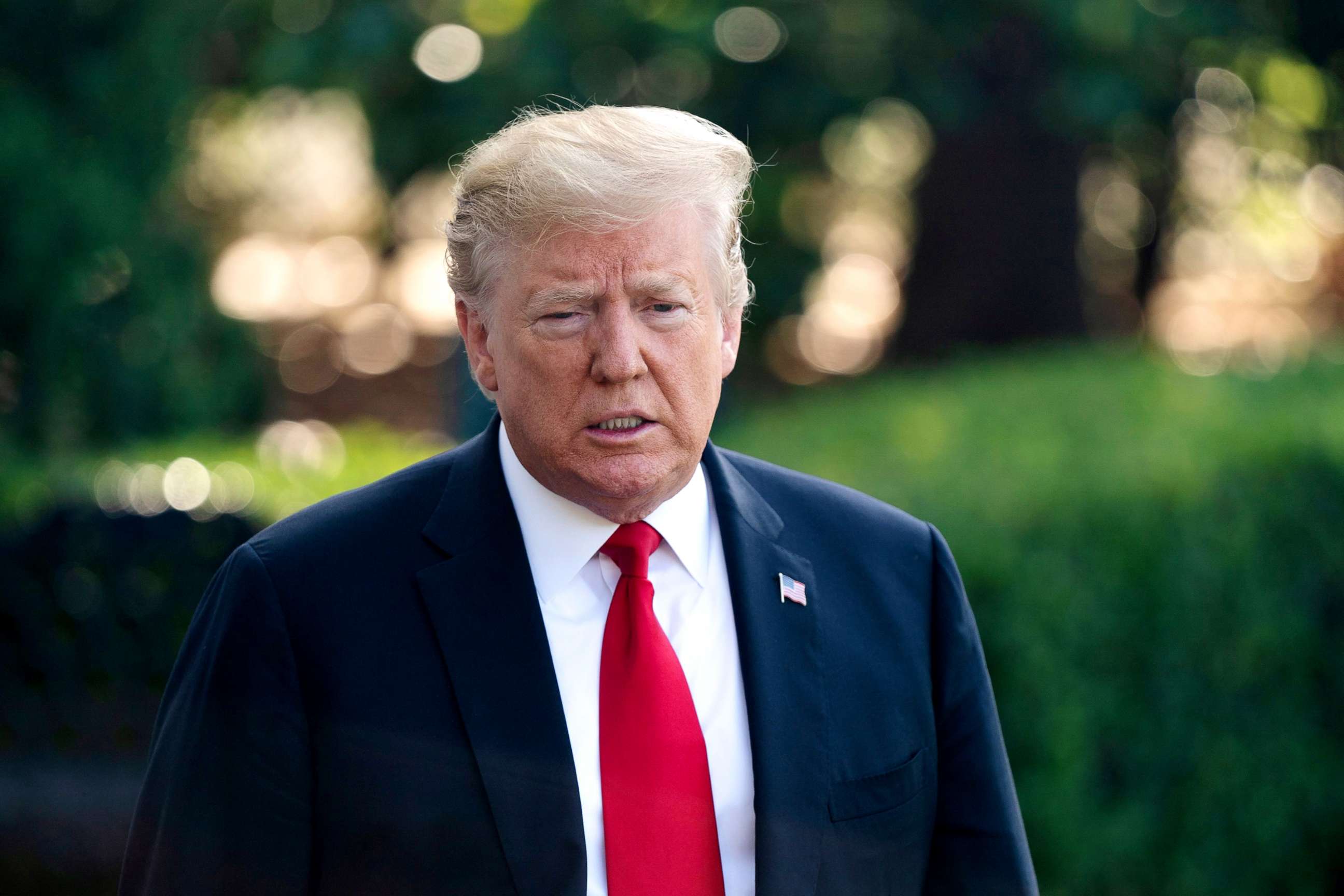 PHOTO: President Donald Trump prepares to speak to the media as he departs the White House for Colorado in  May 30, 2019. 