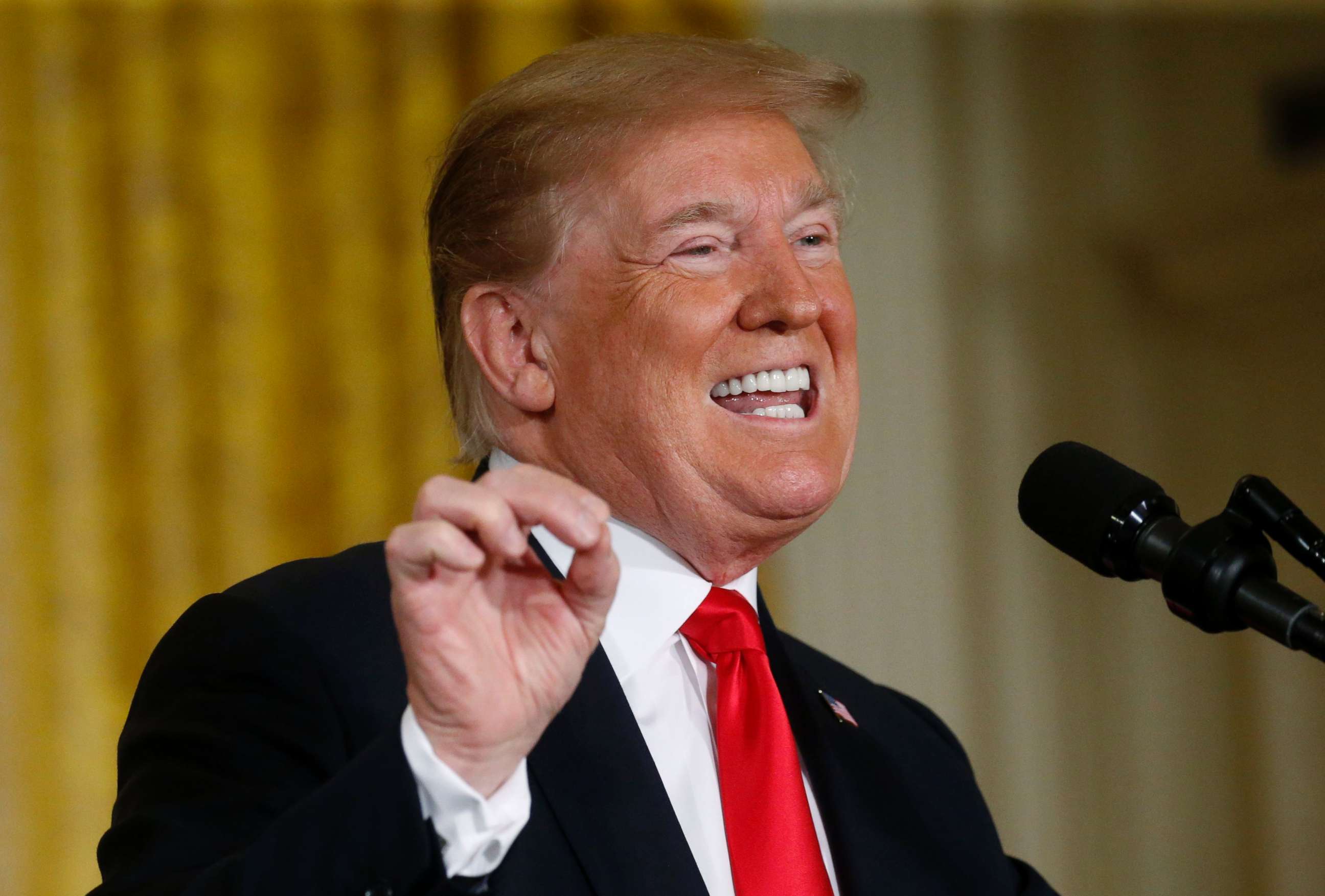 PHOTO: President Donald Trump addresses a meeting of the National Space Council in the East Room of the White House in Washington, June 18, 2018.