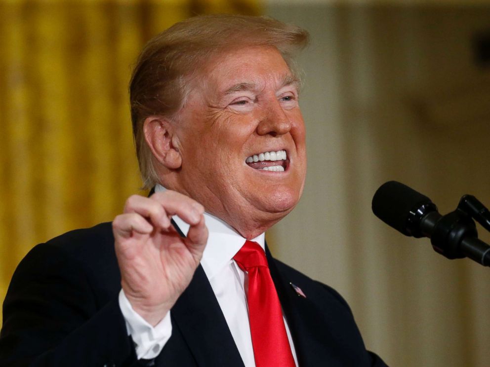PHOTO: President Donald Trump addresses a meeting of the National Space Council in the East Room of the White House in Washington, June 18, 2018.