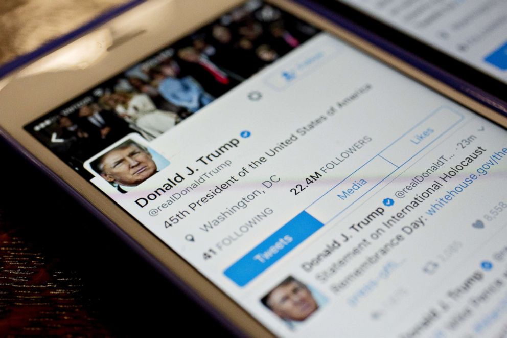 PHOTO: The Twitter account of President Donald Trump, @realDoanldTrump, is displayed in Washington, D.C., Jan. 27, 2017. 
