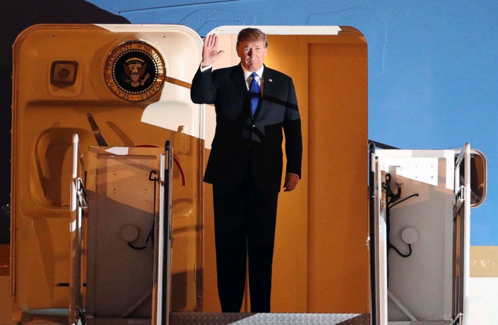 PHOTO: President Donald Trump arrives at Noi Bai Airport before a summit with North Korean leader Kim Jong Un, Feb. 26, 2019, in Hanoi, Vietnam.