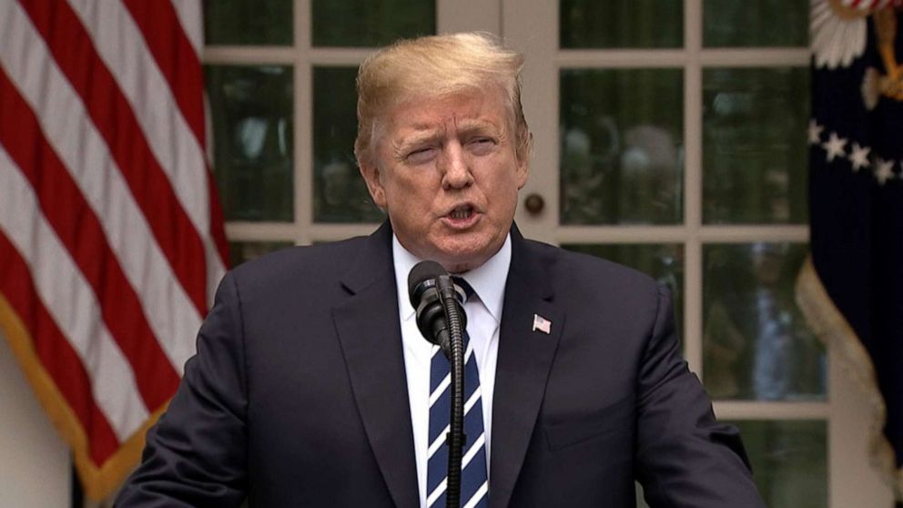 PHOTO: President Donald Trump speaks in the Rose Garden of the White House in Washington, May 22, 2019.