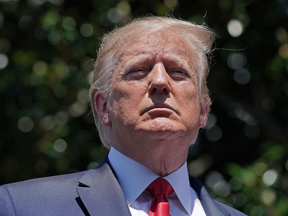 PHOTO: President Donald Trump tours his Made In America product showcase at the White House July 15, 2019 in Washington.