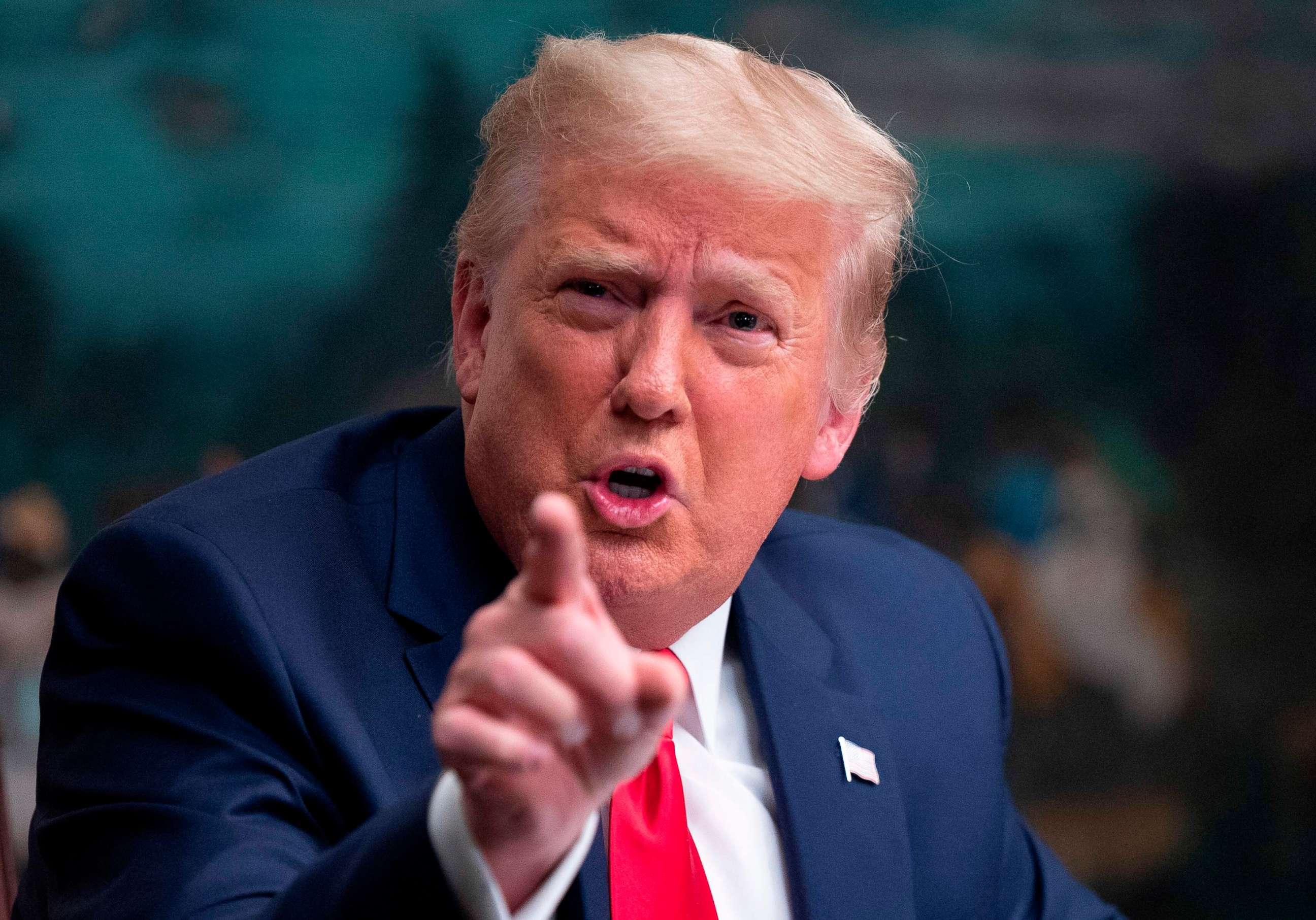 PHOTO: In this file photo, former President Donald Trump speaks to reporters after participating in a Thanksgiving teleconference with members of the United States military, at the White House in Washington, D.C., on Nov. 26, 2020.