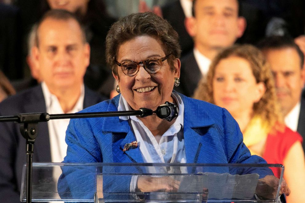 PHOTO: Rep. Donna Shalala speaks during a rally with Venezuelans living in Miami, Feb. 1, 2020.