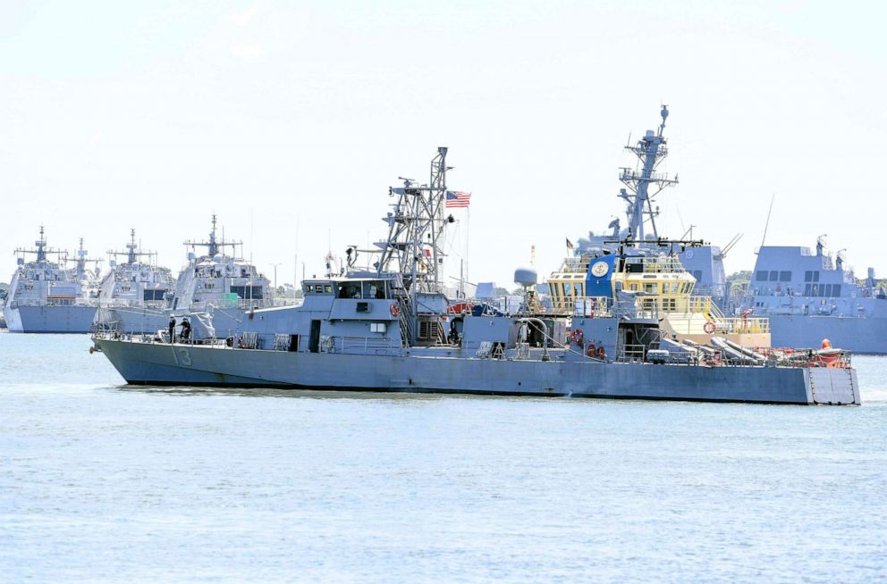 PHOTO: The Cyclone-class patrol ship USS Shamal (PC 13) departs Naval Station Mayport, Fla., Aug. 29, in preparation for Hurricane Dorian.