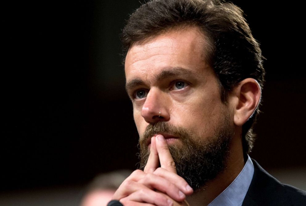 PHOTO: In this Sept. 5, 2018, file photo Twitter CEO Jack Dorsey testifies before the Senate Intelligence Committee hearing on "Foreign Influence Operations and Their Use of Social Media Platforms" on Capitol Hill in Washington.