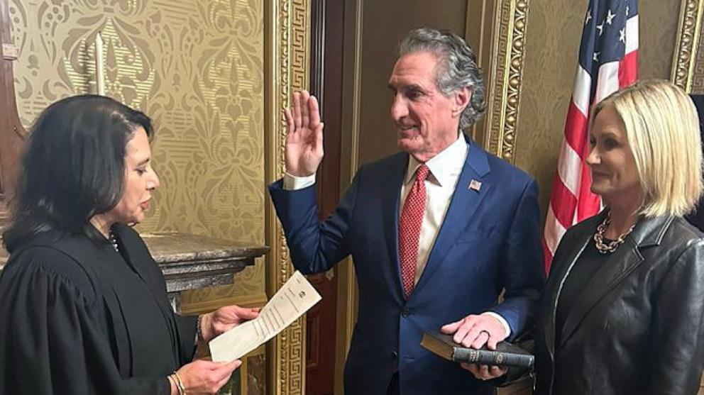 PHOTO: In this photo posted to his X account, former North Dakota Governor Doug Burgum is sworn in as Secretary of the Interior, on Feb. 1, 2025.