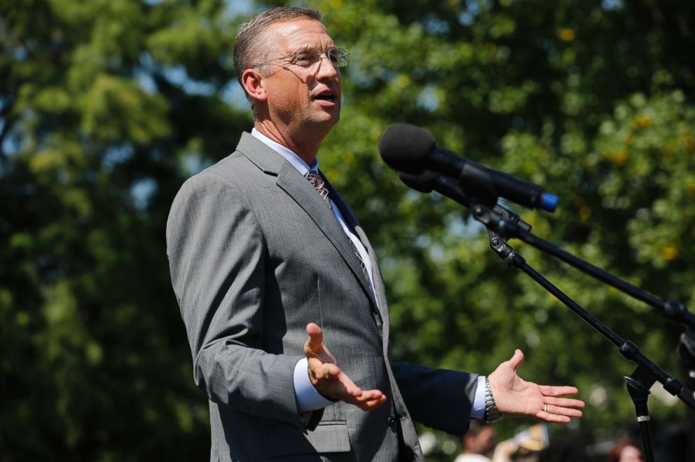 PHOTO: Rep. Doug Collins speaks during a rally calling for criminal justice reform outside the U.S. Capitol on July 10, 2018 in Washington, D.C.