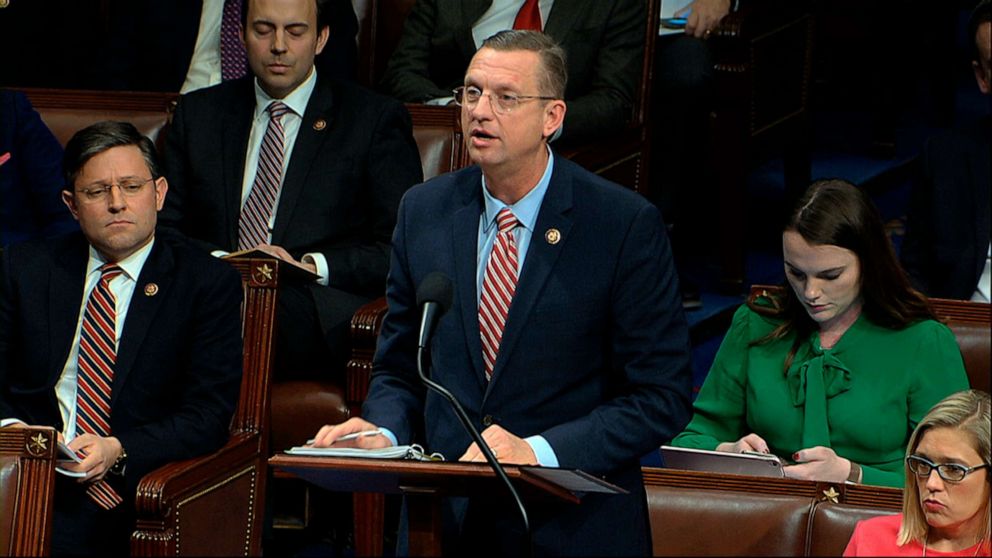 PHOTO: House Judiciary Committee ranking member Rep. Doug Collins speaks as the House of Representatives debates the articles of impeachment against President Donald Trump at the Capitol in Washington, Dec. 18, 2019.
