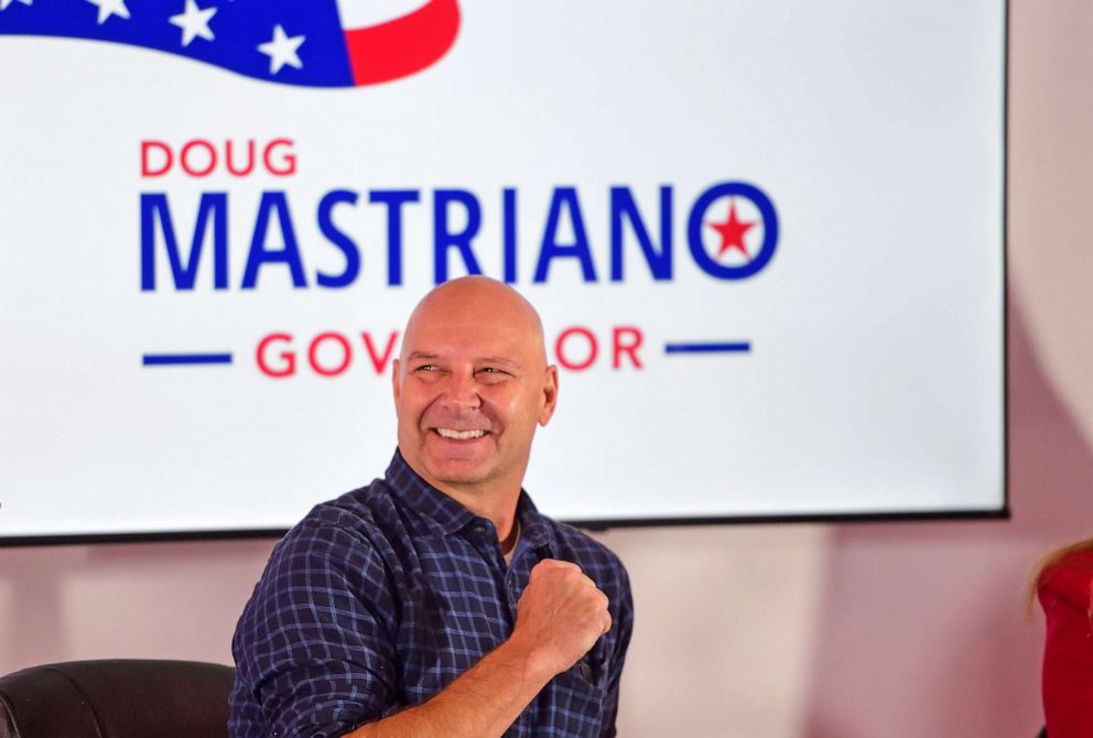 PHOTO: Republican candidate for Pennsylvania Governor Doug Mastriano holds a rally on Sept. 30, 2022 in Philadelphia.