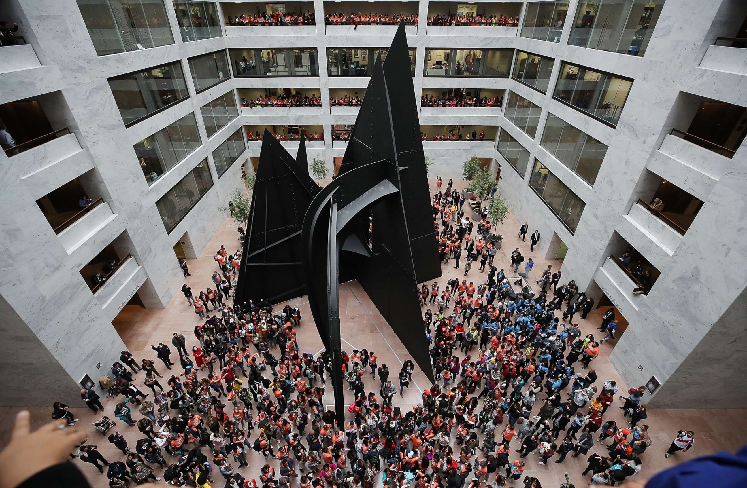 PHOTO: Supports of a clean Dream Act fill the halls and atrium during a protest inside of the Hart Senate Office Building on Nov. 9, 2017 in Washington.