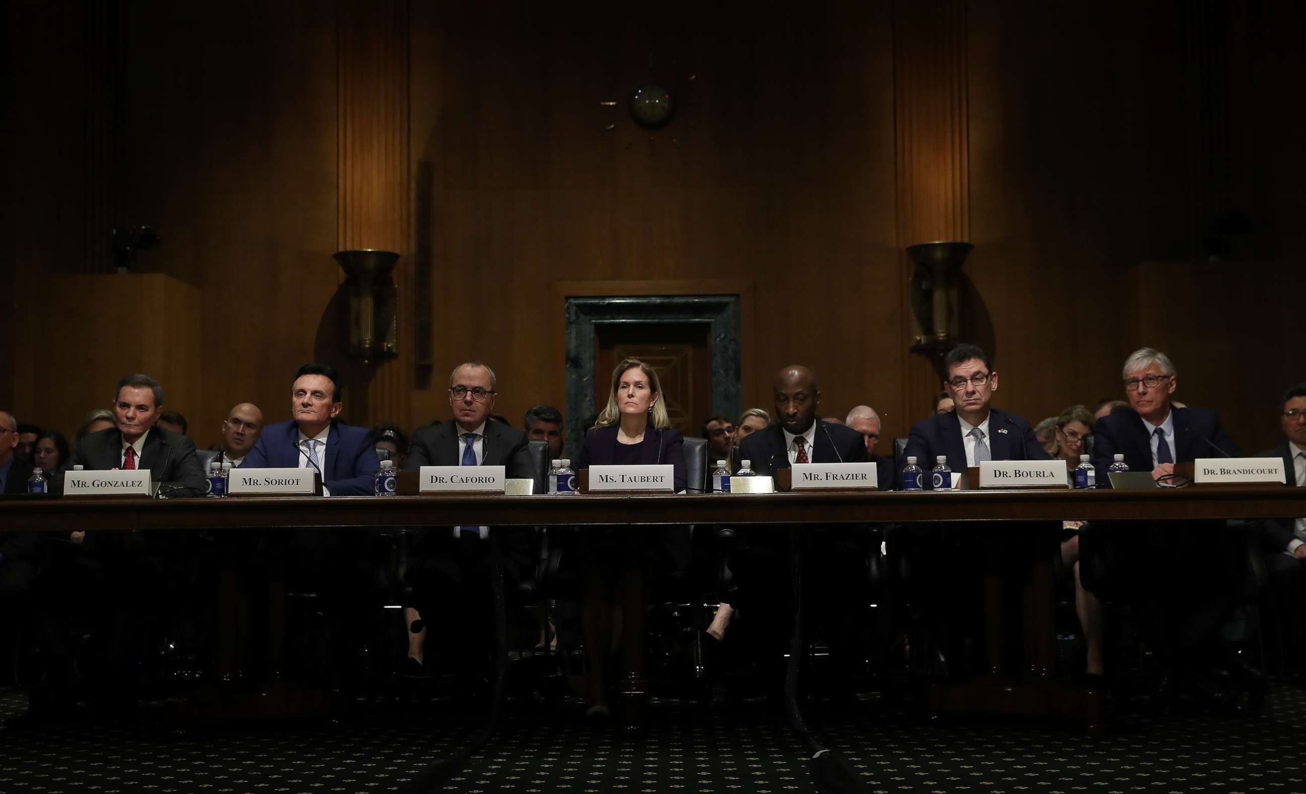 PHOTO: Chief Executive Officers of pharmaceutical companies testify before the Senate Finance Committee on "Drug Pricing in America: A Prescription for Change, Part II," Feb. 26, 2019, in Washington D.C. 