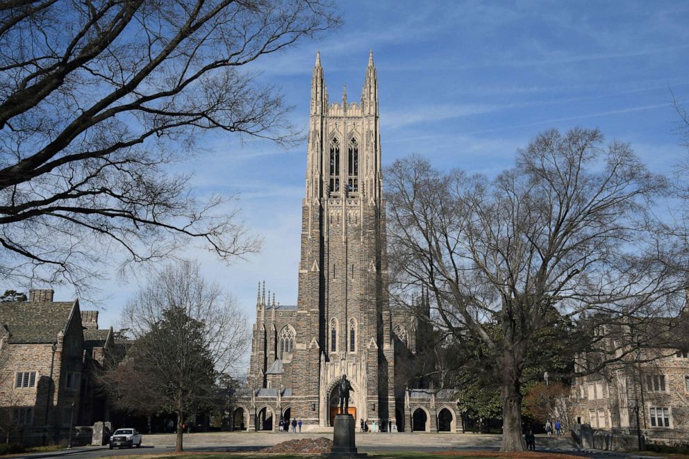 PHOTO: A general view of the Duke University Chapel on the campus of Duke University ahead of the game between the Virginia Cavaliers and the Duke Blue Devils on January 27, 2018 in Durham, North Carolina.