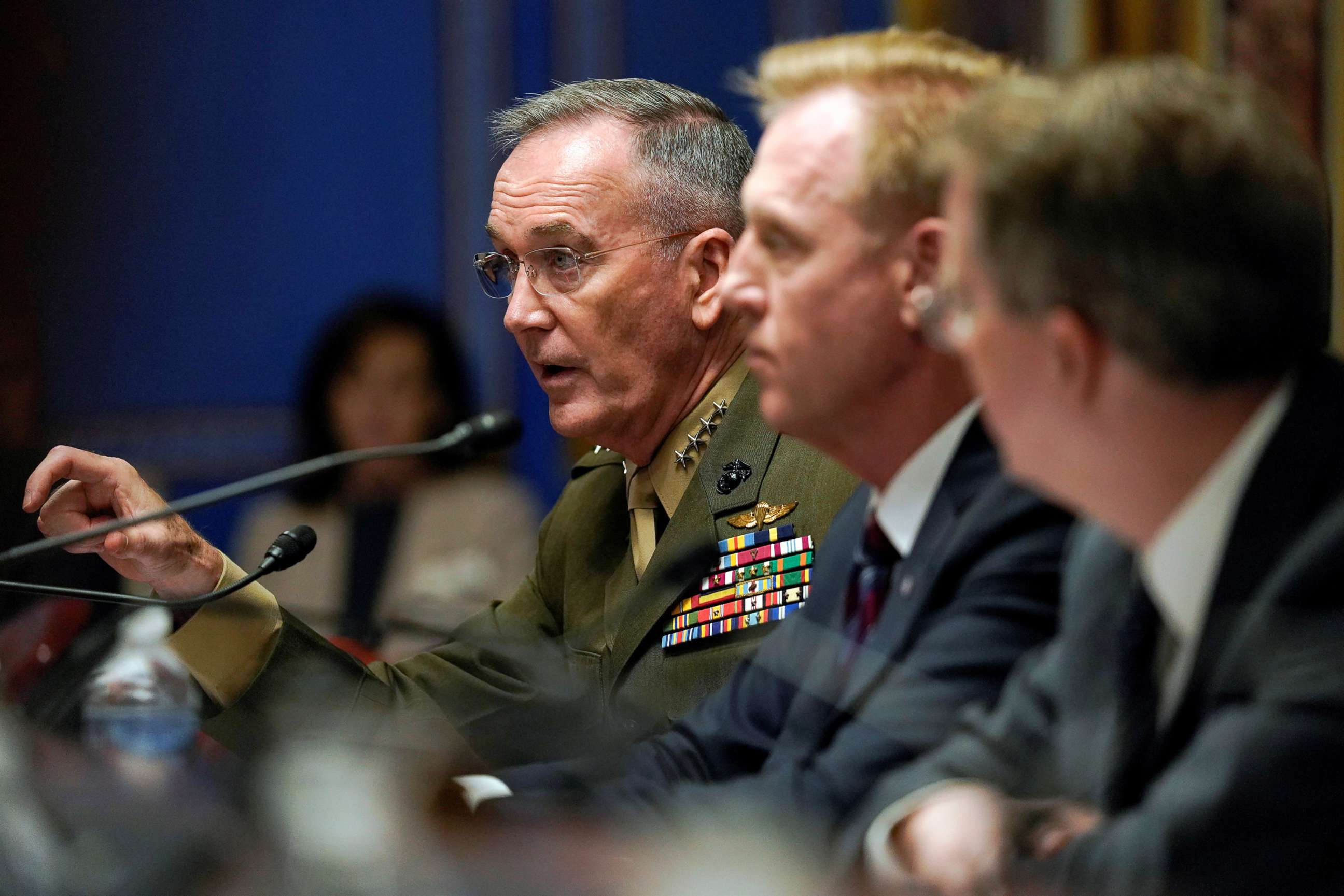 PHOTO: Chairman of the Joint Chiefs of Staff General Joseph Dunford testifies before a Senate Appropriations Defense Subcommittee hearing on the proposed FY2020 budget for the Defense Department on Capitol Hill in Washington, May 8, 2019.