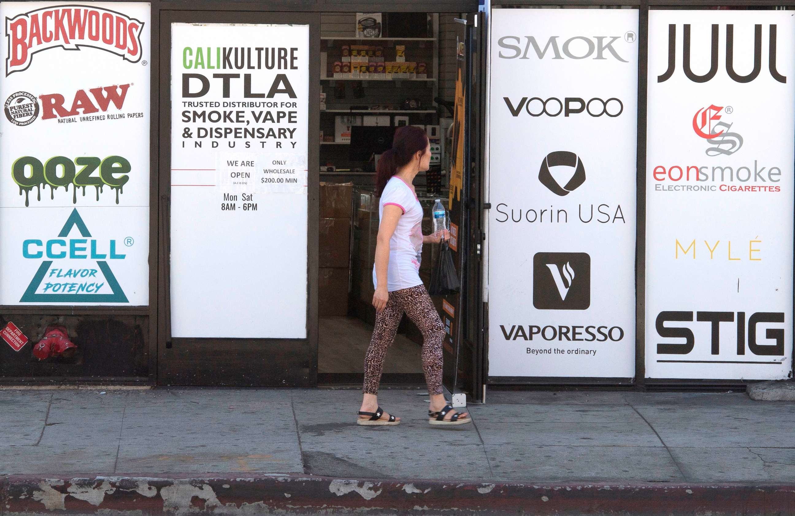 PHOTO: A vaping store is seen before the Los Angeles County Department of Public Health press conference to announce an investigation into deaths associated with the use of e-cigarettes, also known as vaping, in Los Angeles on September 6, 2019.