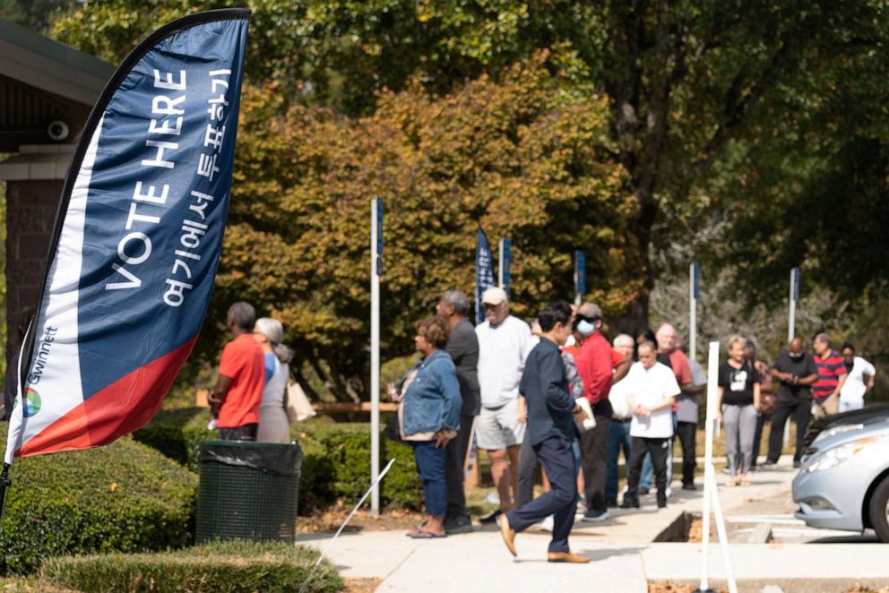 PHOTO: Voters turn out to cast their ballots as early voting begins on Oct. 17, 2022, in Atlanta. Early voting in Georgia runs from Oct. 17th to Nov. 4th. 