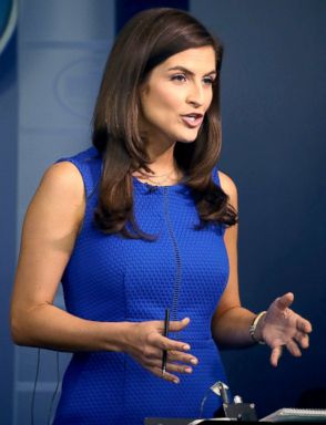 PHOTO: CNN News correspondent, Kaitlan Collins, reports from the briefing room at the White House, on August 2, 2018 in Washington, DC.