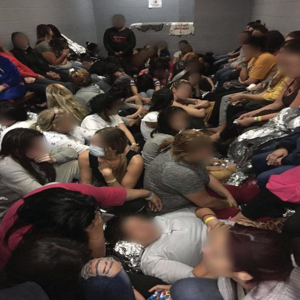 PHOTO: A photo released by the Office of Inspector General on May 30, 2019, shows migrants waiting for immigration processing at a crowded detention center in El Paso, Texas.
