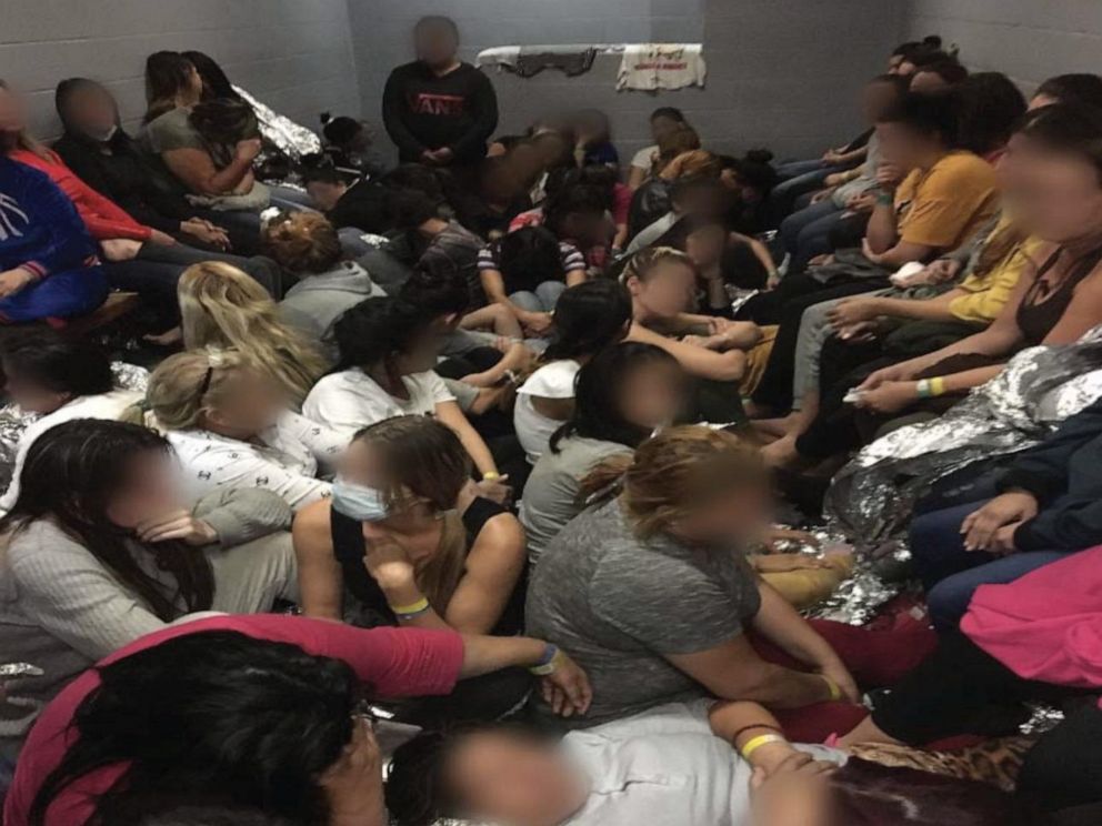 PHOTO: A photo released by the Office of Inspector General on May 30, 2019, shows migrants waiting for immigration processing at a crowded detention center in El Paso, Texas.
