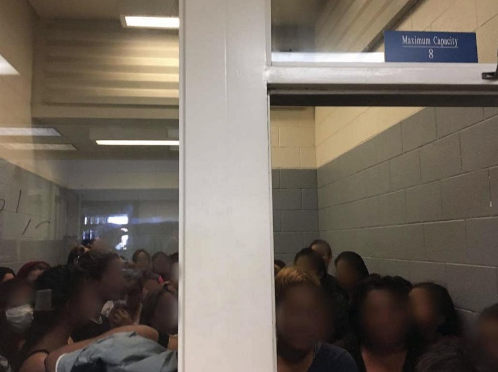 PHOTO: A photo released by the Office of Inspector General on May 30, 2019, shows migrants waiting for immigration processing at a crowded detention center in El Paso, Texas.