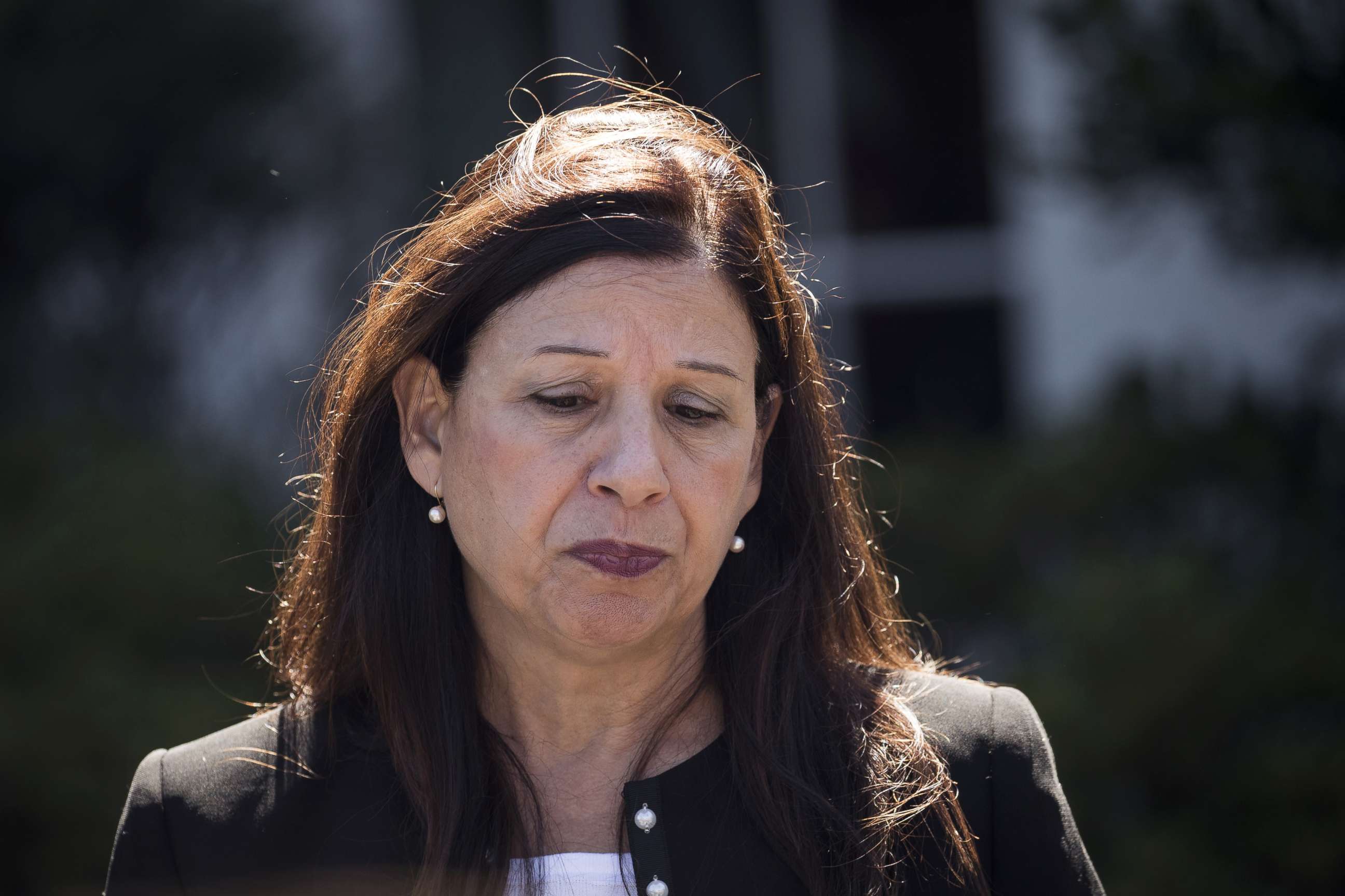 PHOTO: Acting Secretary of Homeland Security Elaine Duke pauses while briefing reporters following a meeting with President Donald Trump at the White House, Sept. 28, 2017 in Washington, D.C.