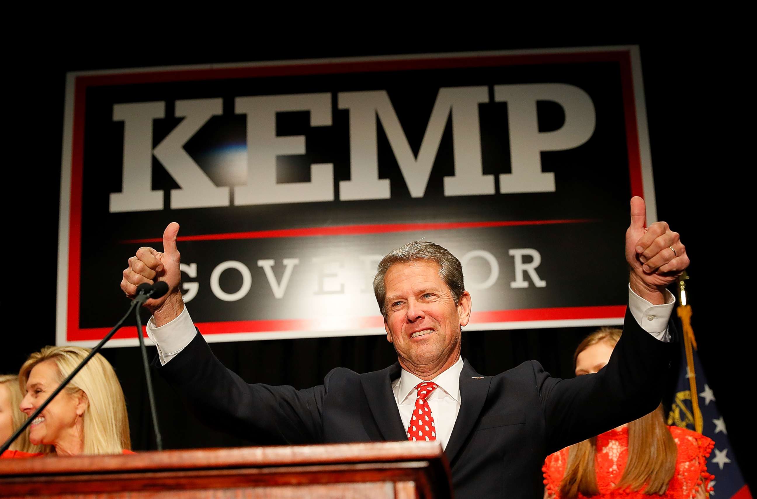 PHOTO: Republican gubernatorial candidate Brian Kemp attends the Election Night event at the Classic Center on Nov. 6, 2018 in Athens, Ga.