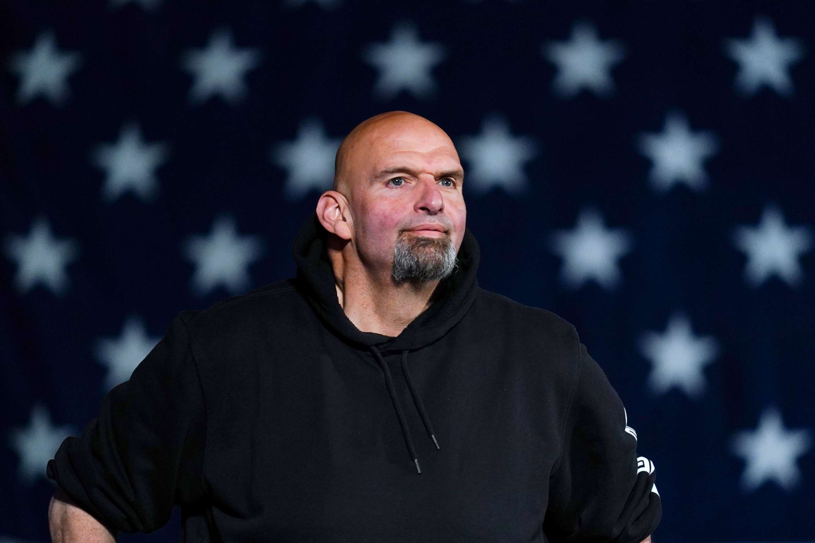 PHOTO: Pennsylvania Lt. Gov. John Fetterman, a Democratic candidate for U.S. Senate, arrives at a campaign event in York, Pa., Oct. 8, 2022. 