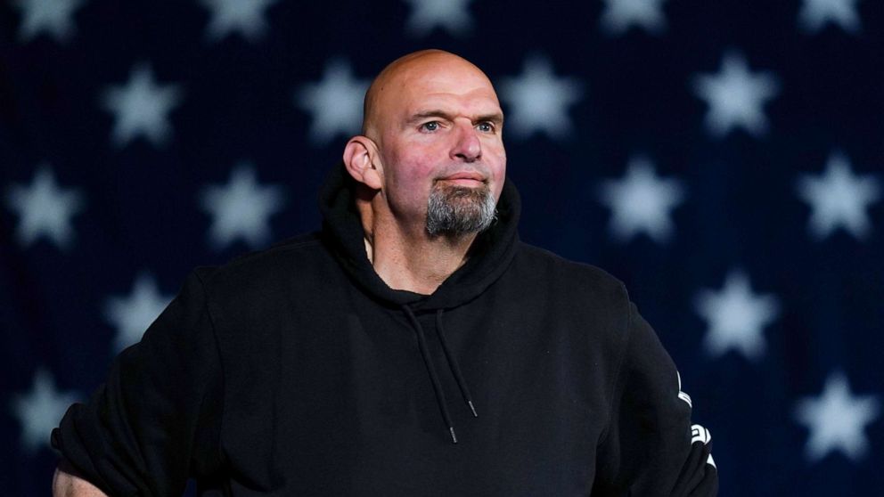 PHOTO: Pennsylvania Lt. Gov. John Fetterman, a Democratic candidate for U.S. Senate, arrives at a campaign event in York, Pa., Oct. 8, 2022.
