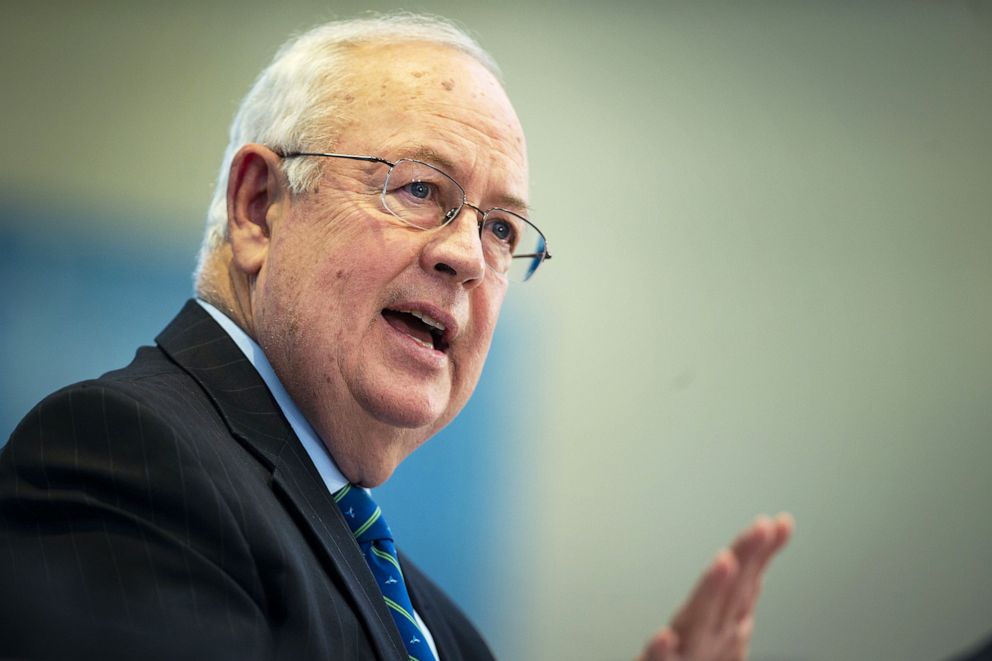 PHOTO: Ken Starr speaks during an American Enterprise Institute event in Washington, Sept. 18, 2020.