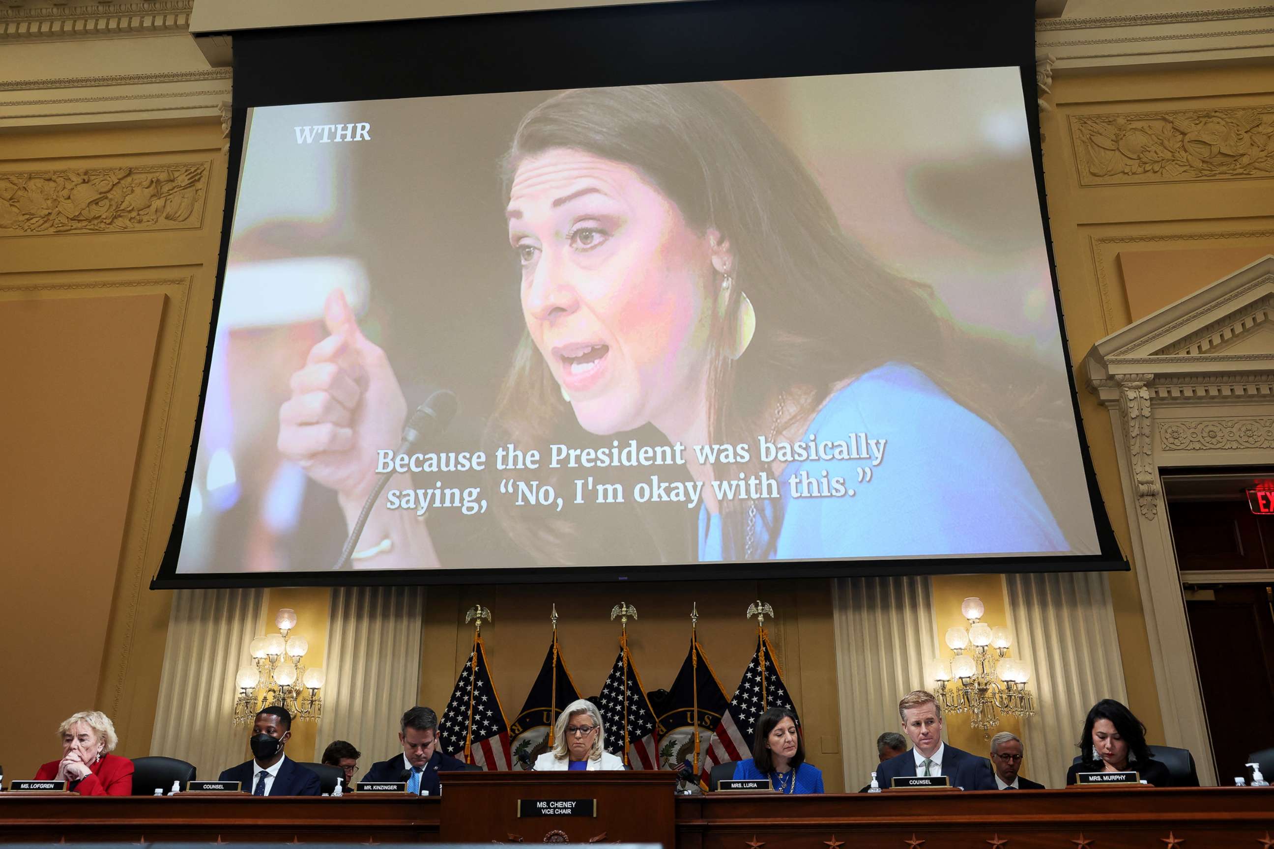 PHOTO: U.S. Representative Jaime Herrera Beutler appears on a screen during a public hearing of the U.S. House Select Committee to investigate the January 6 Attack on the U.S. Capitol, in Washington, July 21, 2022.