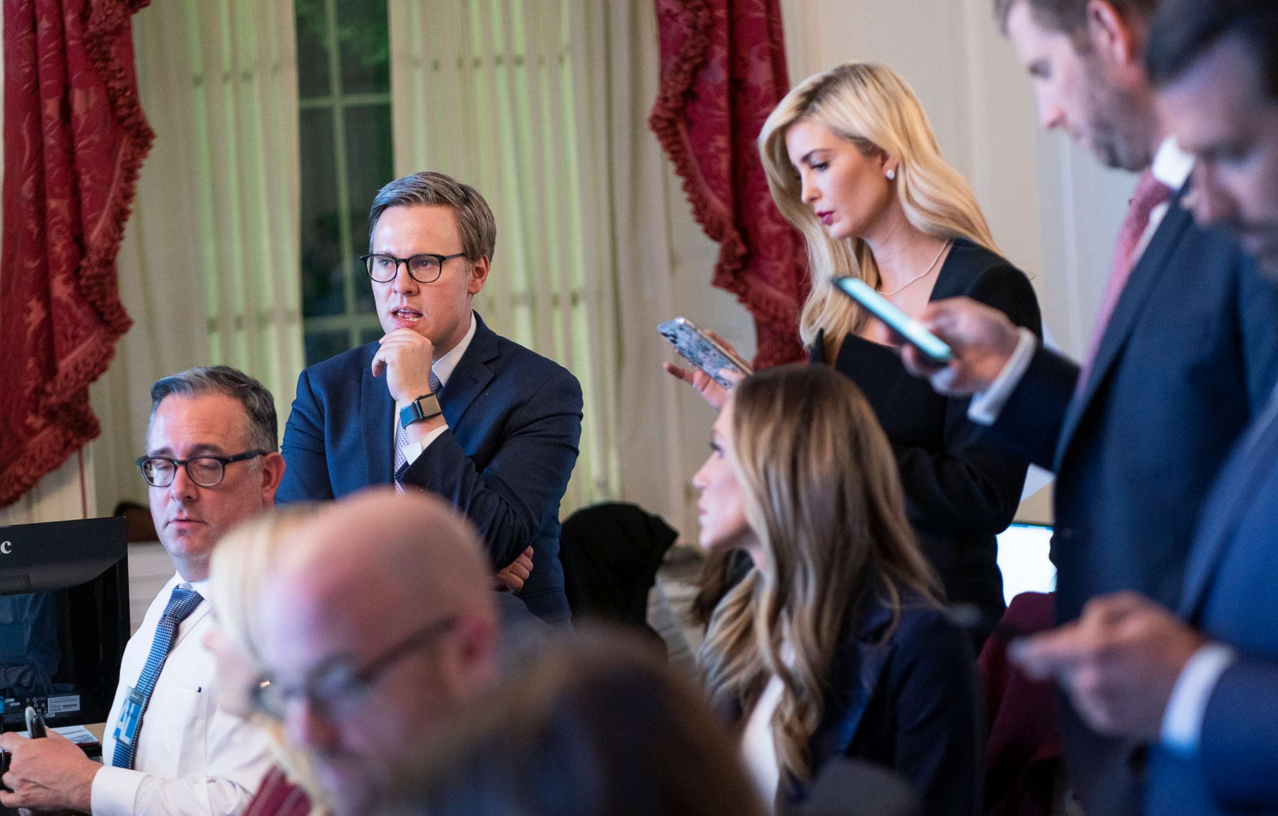 Bill Stepien,Ivanka Trump,Lara Trump,Eric Trump and Donald Trump Jr. in a White House photo taken election night Nov. 3, 2020,and published exclusively in ABC Chief Washington Correspondent Jonathan Karl's book,"Betrayal:The Final Act of the Trump Show."