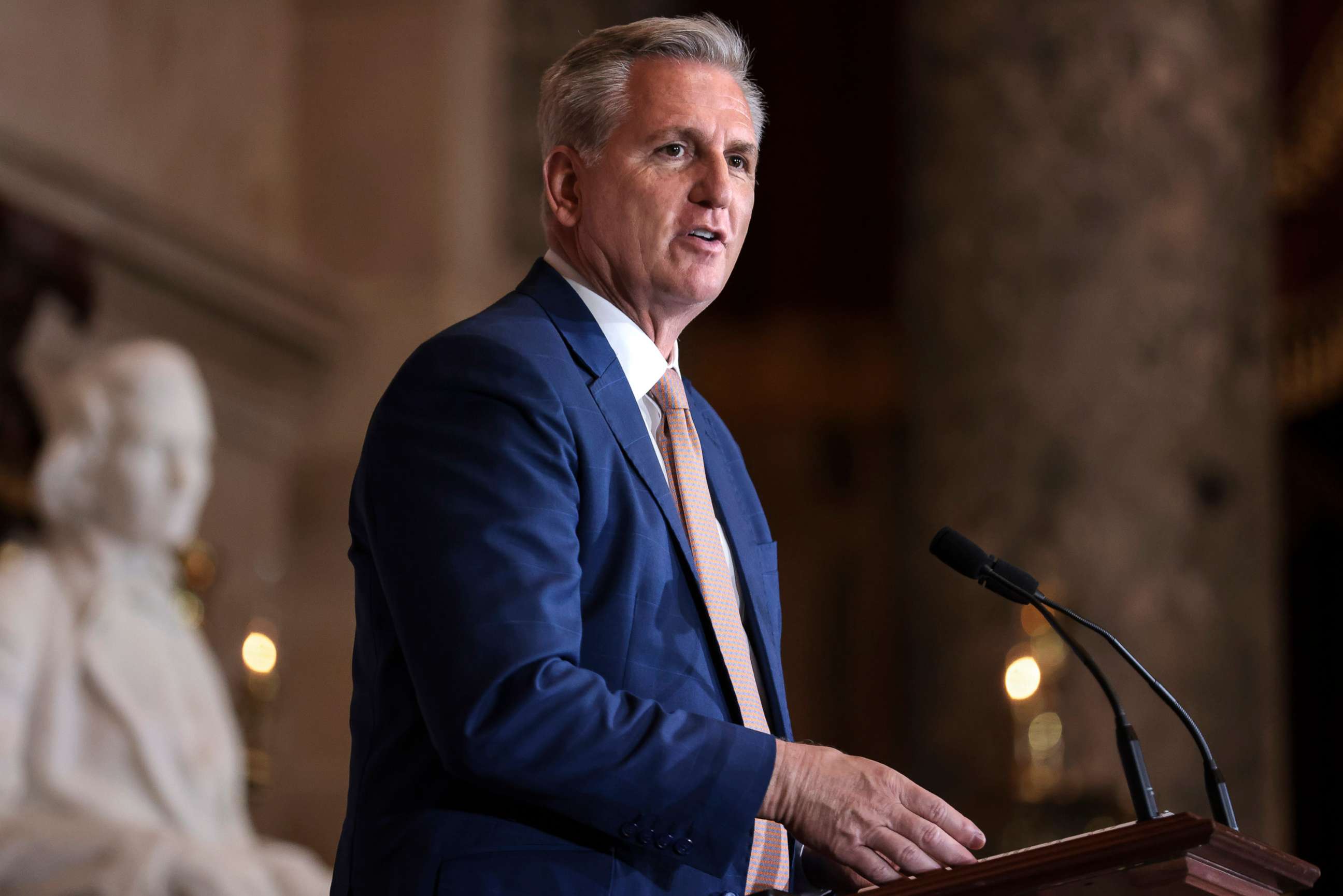 PHOTO: House Minority Leader Kevin McCarthy speaks in Washington, May 18, 2022.