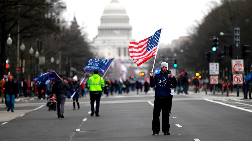PHOTO: Supporters of US President Donald Trump protest outside the US Capitol, Jan. 6, 2021, in Washington, DC.