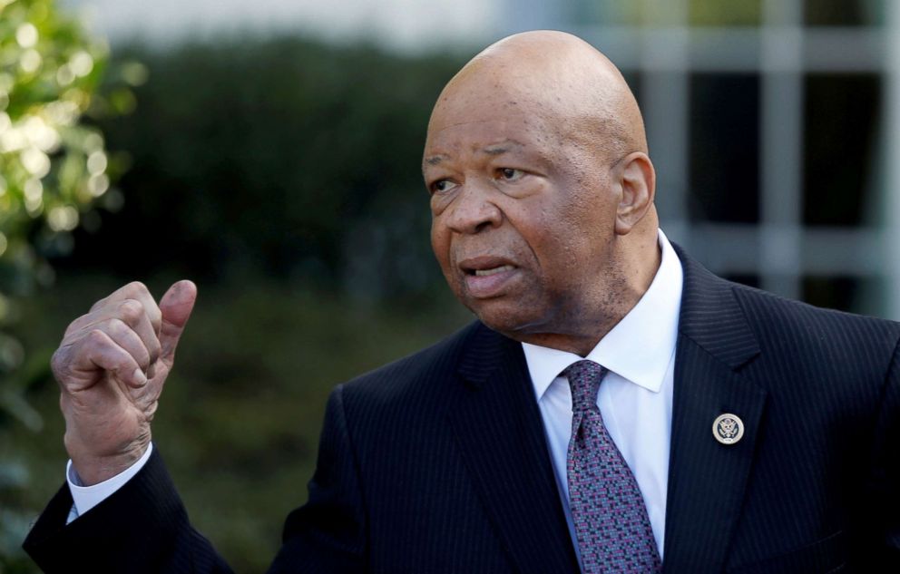 PHOTO: Rep. Elijah Cummings speaks with reporters after meeting with President Donald Trump about prescription drug prices at the White House in Washington, March 8, 2017.