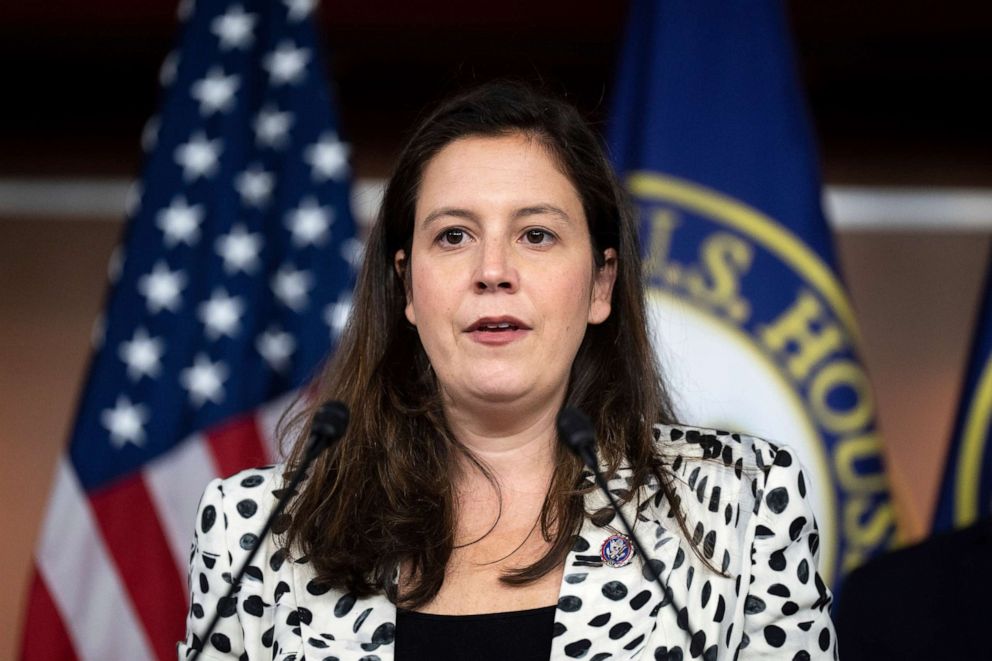 PHOTO: Republican Conference Chair Elise Stefanik speaks during the House Republican Conference news conference in the Capitol, September 14, 2022.