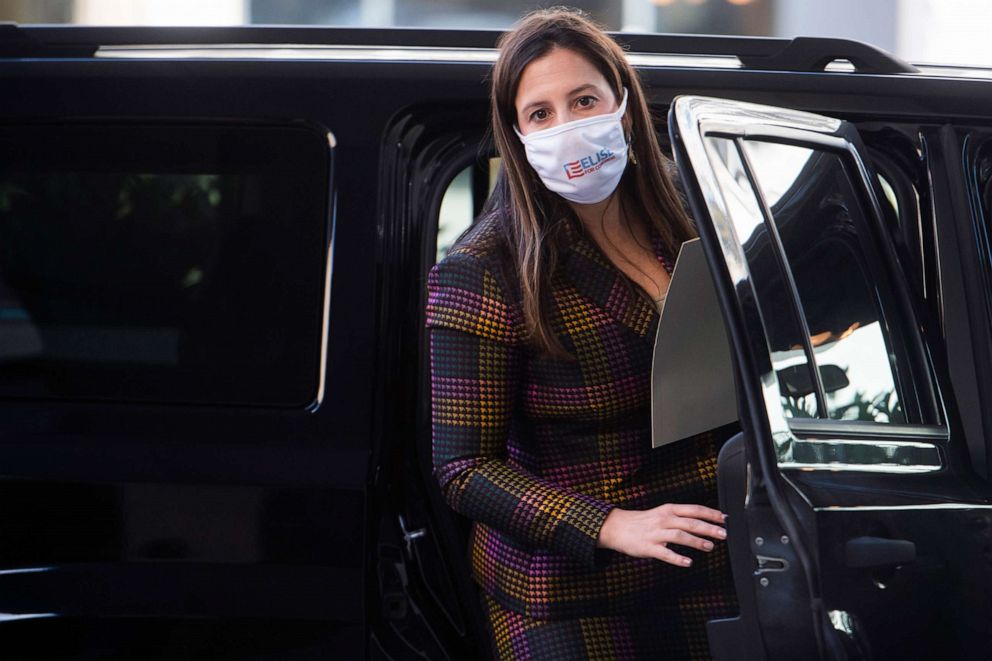 PHOTO: Rep. Elise Stefanik arrives for the House Republican leadership elections at the Hyatt Regency on Capitol Hill, Nov. 17, 2020. 