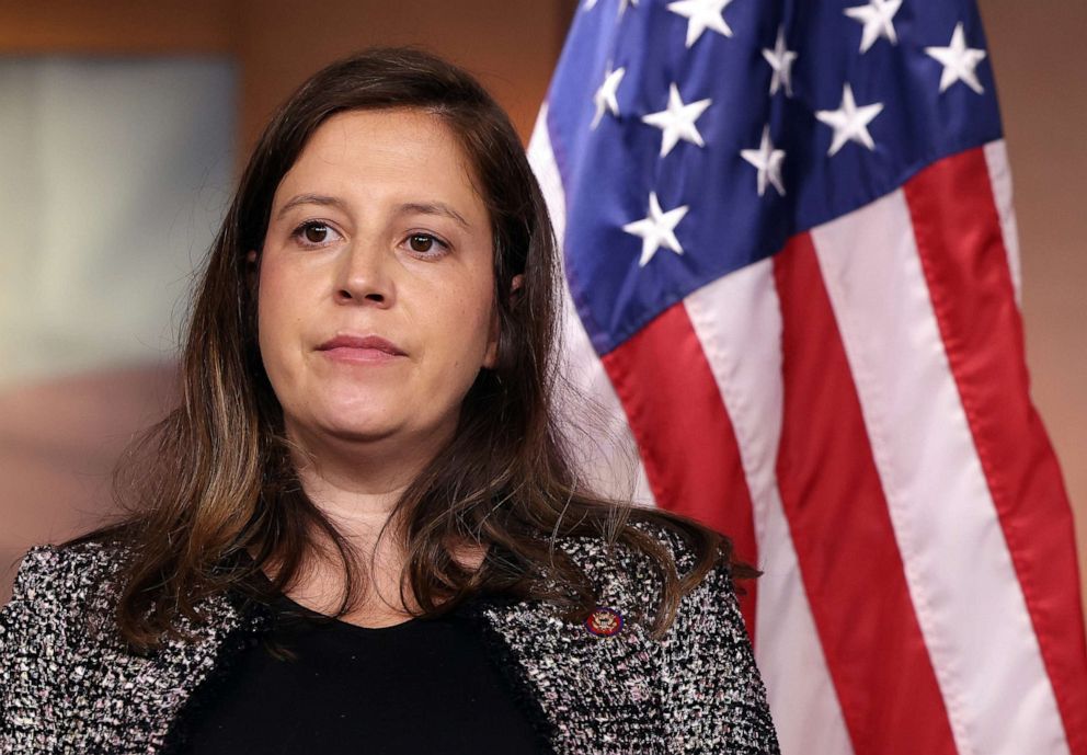 PHOTO:In this June 29, 2021, file photo, Rep. Elise Stefanik attends a press briefing following a House Republican conference meeting at the U.S. Capitol in Washington, D.C.