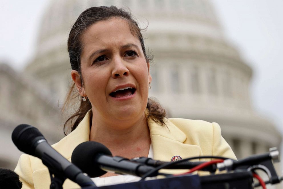 PHOTO: Representative Elise Stefanik speaks during a news conference outside the US Capitol in Washington, D.C., May 12, 2022.