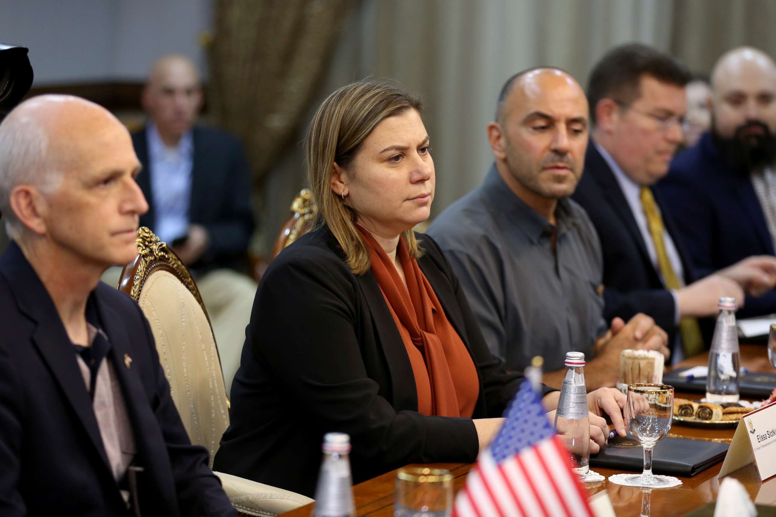 PHOTO: Rep. Elissa Slotkin attends a meeting with Masrour Barzani (not seen), prime minister of the Iraq's Kurdish Regional Government (KRG) and Rep. Adam Smith, Nov. 04, 2019, in Erbil, Iraq. 