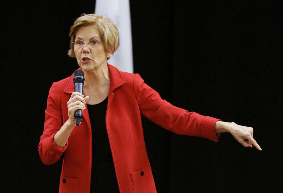 PHOTO: Senator Elizabeth Warren addresses a town hall meeting in Roxbury, Massachusetts, Oct. 13, 2018.