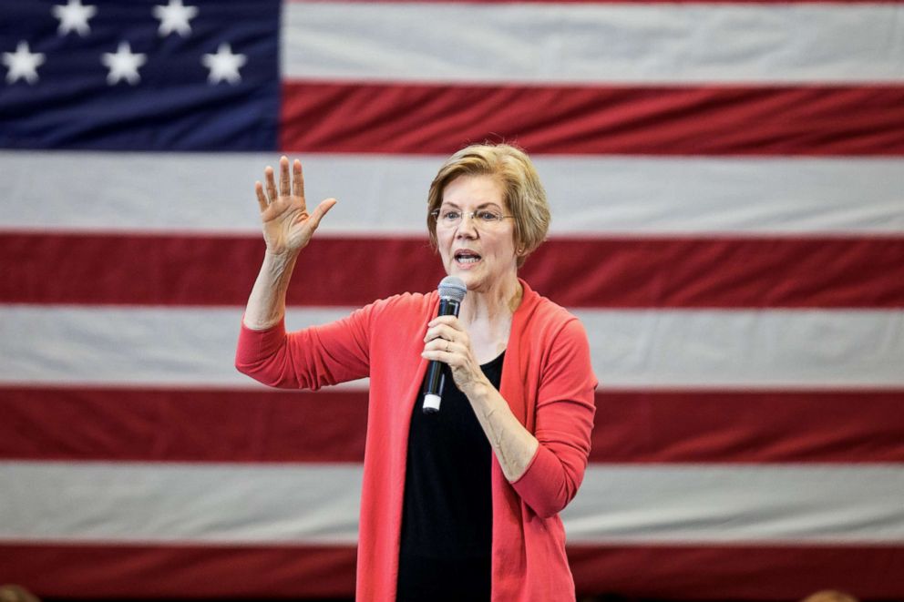 PHOTO: Sen. Elizabeth Warren speaks during a New Hampshire organizing event for her 2020 presidential exploratory committee at Manchester Community College on Jan. 12, 2019 in Manchester, N.H.