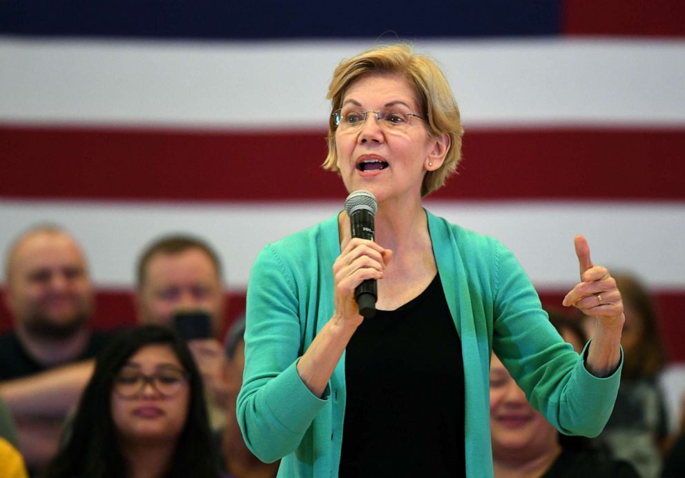 PHOTO: Democratic presidential candidate U.S. Sen. Elizabeth Warren speaks during a community conversation at the East Las Vegas Community Center on July 2, 2019, in Las Vegas.