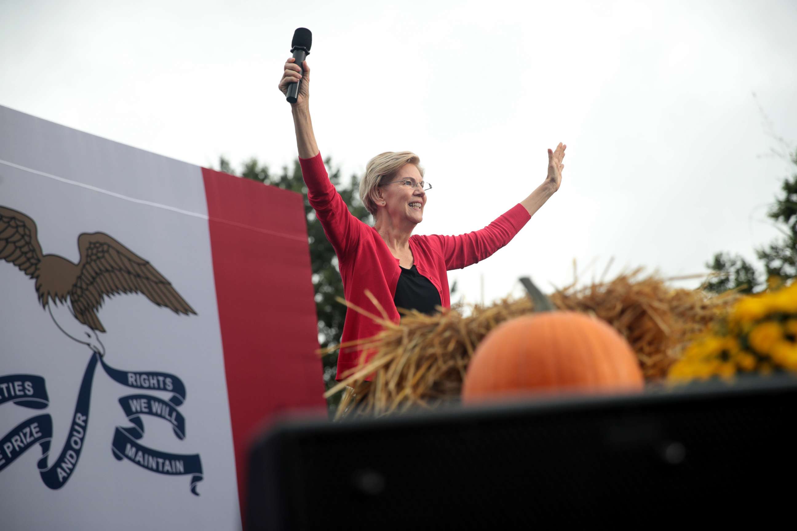 PHOTO: Democratic presidential candidate, Sen. Elizabeth Warren speaks at the Polk County Democrats' Steak Fry on Sept. 21, 2019, in Des Moines, Iowa.