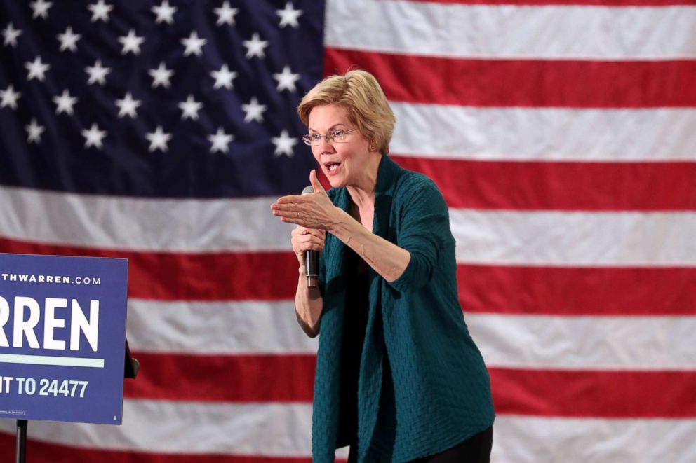 PHOTO: Democratic 2020 U.S. presidential candidate and U.S. Senator Elizabeth Warren (D-MA) speaks to supporters in Memphis, March 17, 2019.