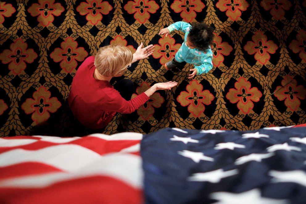 PHOTO: Senator Elizabeth Warren greets a young girl at an Organizing Event in Sioux City, Iowa, Jan. 5, 2019.  