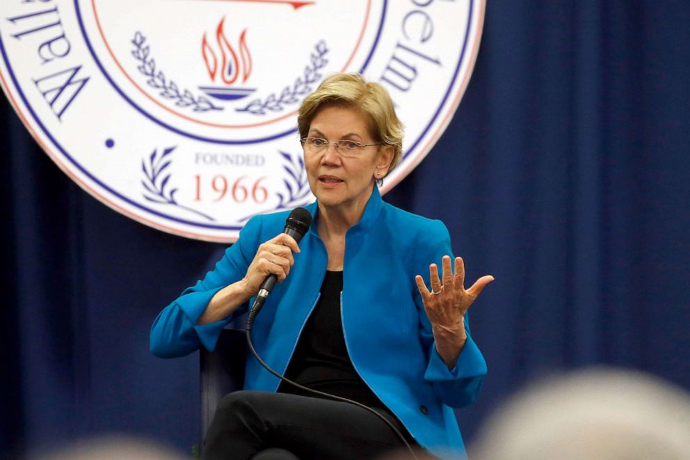PHOTO: Democratic presidential candidate Sen. Elizabeth Warren speaks at a presidential forum at Wallace State Community College, March 1, 2020, in Selma, Ala.
